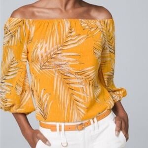 Off-Shoulder Palm Blouse